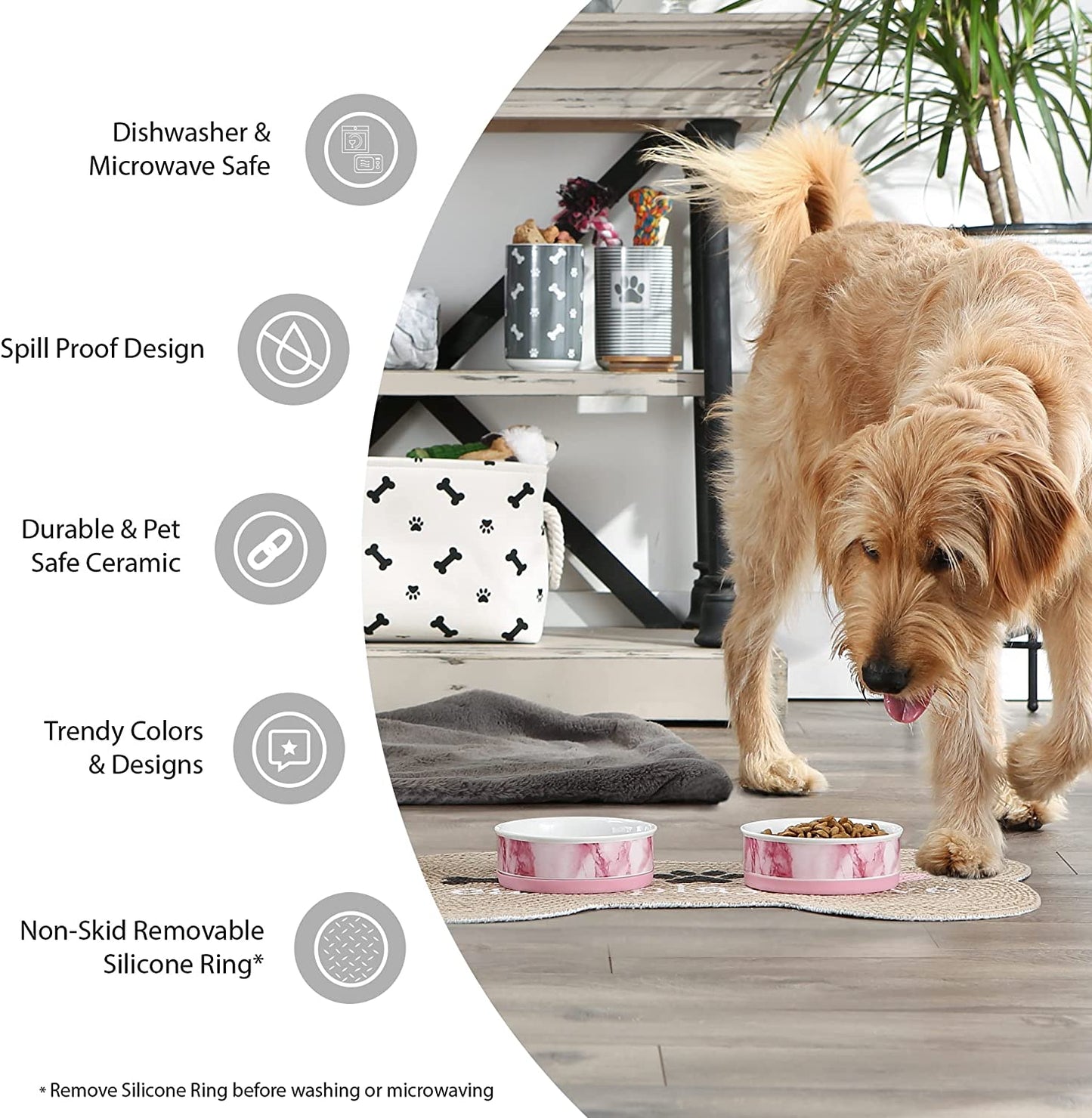 Stylish Gray Lattice Collection Pet Bowl & Canister Set - Small, 4.25"x2", 2 Count