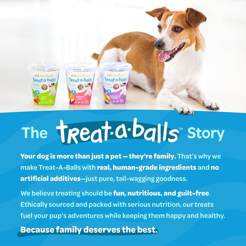 Peteverscence Treat-A-Balls Dog Training Treats - Healthy Low Calorie Vegan Treats for Small to Large Dogs - 18 Mango Chia Spinach Coated Balls - New Zealand Made