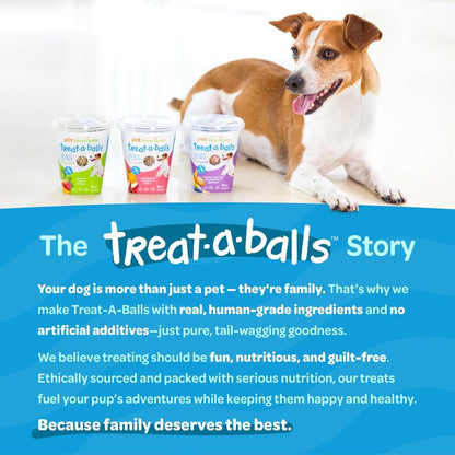 Peteverscence Treat-A-Balls Dog Training Treats - Healthy Low Calorie Vegan Treats for Small to Large Dogs - 18 Mango Chia Spinach Coated Balls - New Zealand Made