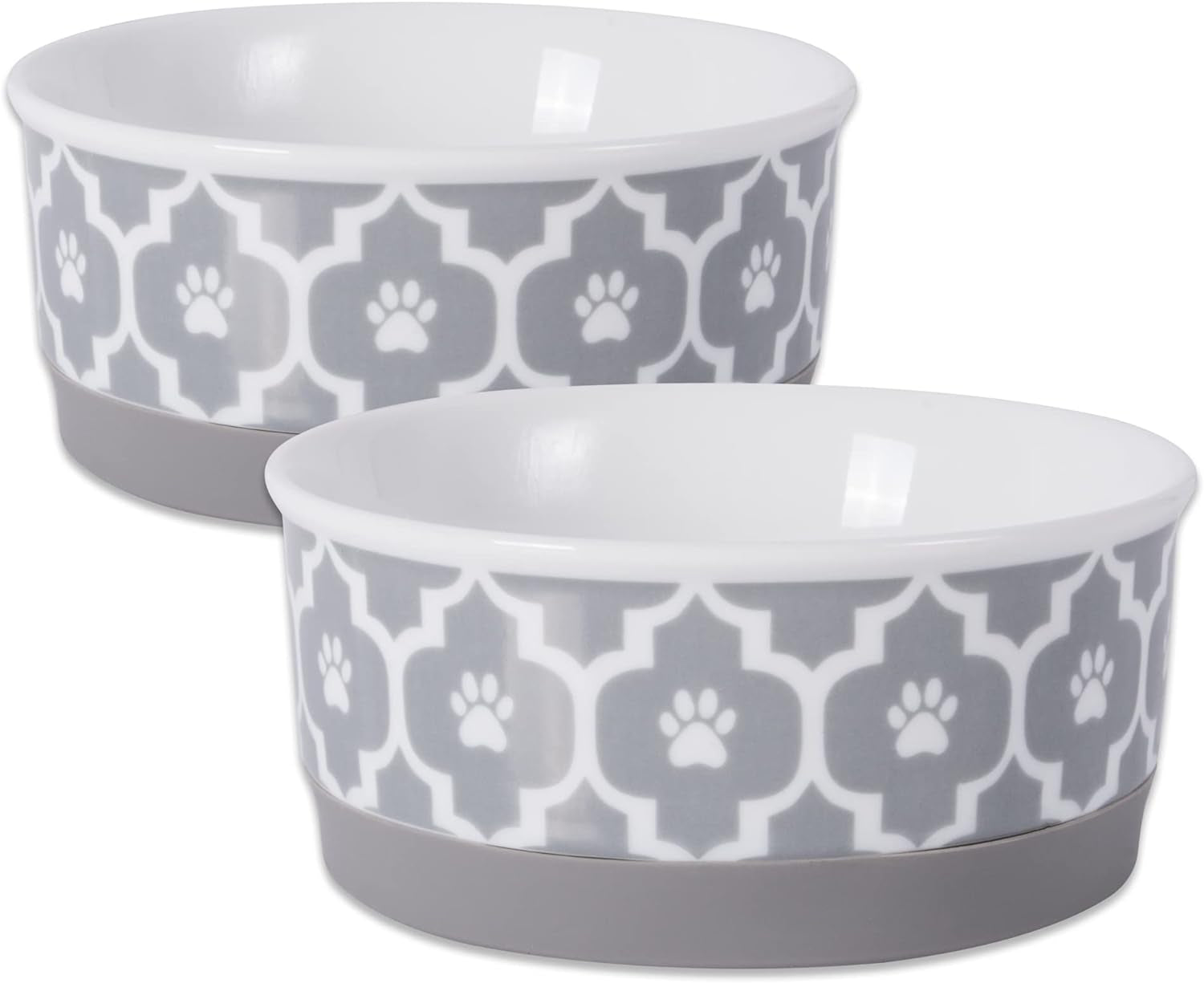 Stylish Gray Lattice Collection Pet Bowl & Canister Set - Small, 4.25"x2", 2 Count
