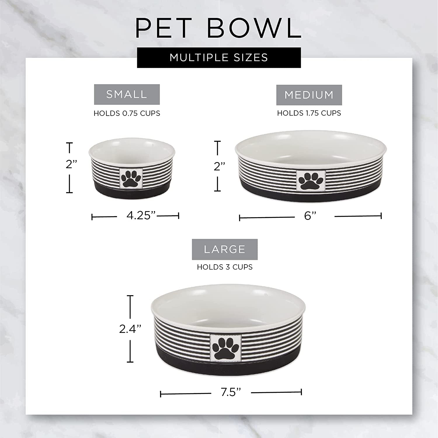 Stylish Gray Lattice Collection Pet Bowl & Canister Set - Small, 4.25"x2", 2 Count