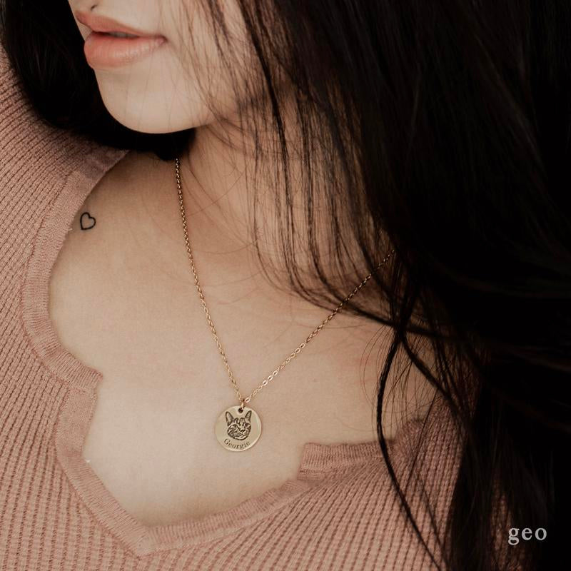 Personalized Pet Portrait Necklace - Pet Parent Gift - Pet Necklace - for Pet Lovers - Animal Lovers Gift - Cat Mom - Dog Mom - Pet Photo Necklace - Pet Picture Necklace